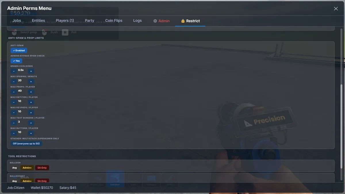 Admin Perms Sandbox